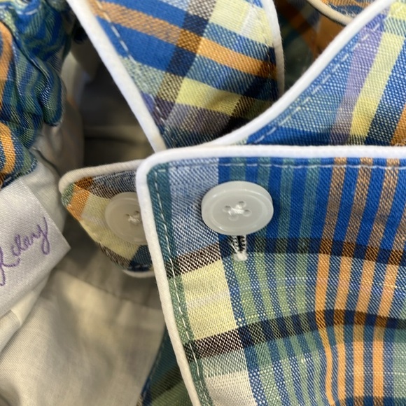 Rachel Riley blue plaid cotton short overalls dungarees shortalls nwt - Picture 5 of 6